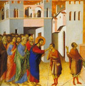 Duccio - Jesus opens the eyes of a man born blind